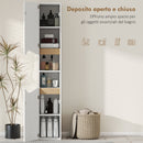 Mobile Colonna Bagno 30x34,6x180,5 cm con 2 Ripiani Aperti e 2 Armadietti in Legno Bianco e color Legno      