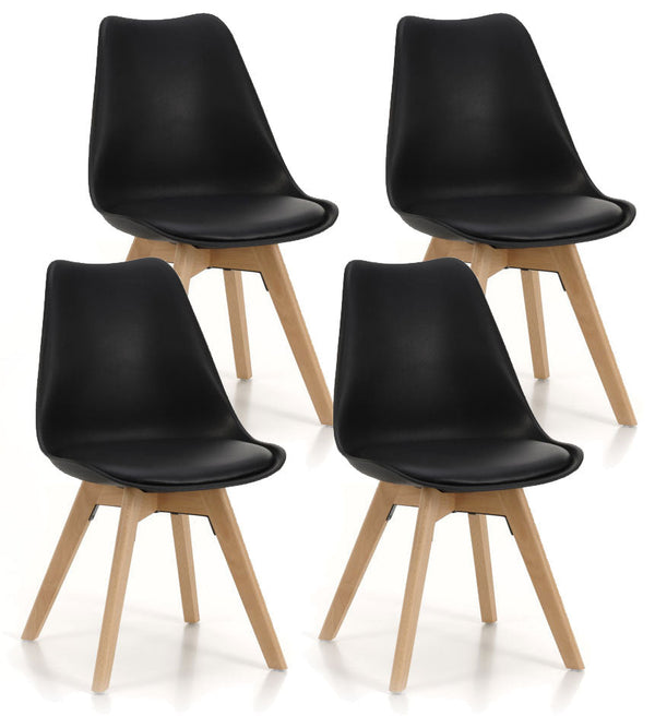acquista Set 4 Sedie 48,5x47x81,5 cm in Similpelle Nero