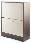 Scarpiera 2 Scomparti in MDF 63x24x80 cm Soriani Bianco e Grigio Scuro