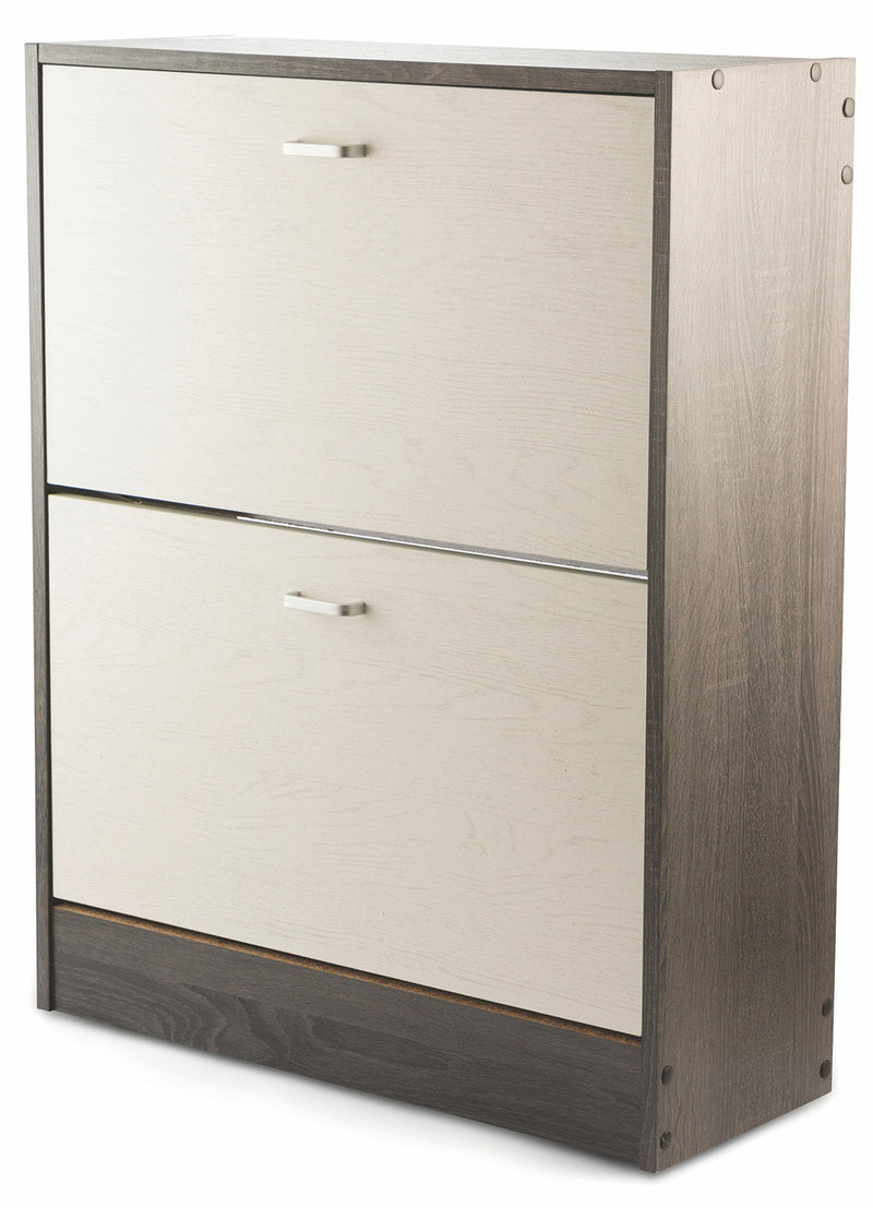 Scarpiera 2 Scomparti in MDF 63x24x80 cm Soriani Bianco e Grigio Scuro