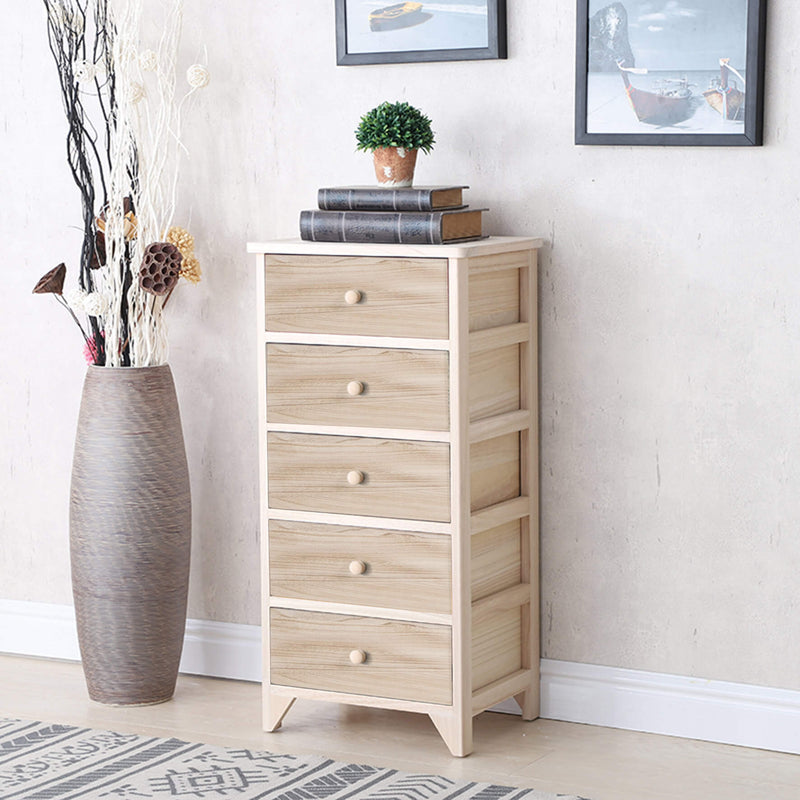 Cassettiera 5 Cassetti in Legno 40x30x82 cm Sandy