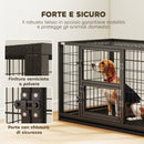 Gabbia per Cani Robusta 94x60x64 cm con Vassoio Rimovibile e Doppia Porta in Acciaio e Plastica Nero      