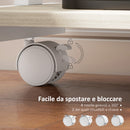 Scrivania Moderna Salvaspazio 56x51x79 cm con Cassetto Scorrevole e Ruote in Legno Ingegnerizzato e Metallo Bianco e Rovere  