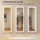 Specchio a Figura Intera 150x50 cm con Luci LED a 3 Colori da Terra o Parete in Vetro Temperato Trasparente      