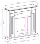 Camino Elettrico da Pavimento 102x110x30 cm Effetto Fiamma 2000W Calisto & Galileo Silver Bianco