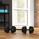 Set 2 in 1 con 2 Manubri Convertibili in Bilanciere Peso Totale 25 kg e Dischi Pesi Regolabili Nero      