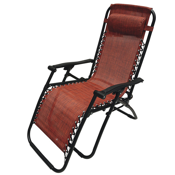 sconto Sedia Sdraio Reclinabile e Richiudibile Rio 65x90x108 cm con Poggiatesta in Poliestere con Struttura in Acciaio Rosso Mélange