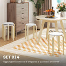 Set 4 Sgabelli Rotondi e Impilabili Ø40x45 cm in Legno Bianco  
