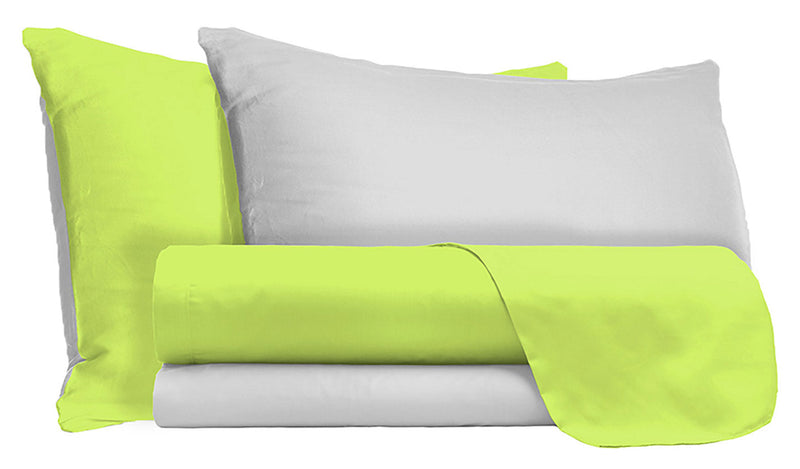 Set Lenzuola Sopra Sotto e Federe Doubleface Acido\/Grigio Chiaro Varie Misure