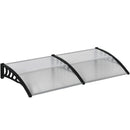 Pensilina Tettoia  200x100x26 cm in Policarbonato e Alluminio Nero e Trasparente  