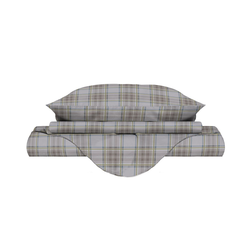 Copripiumino Matrimoniale con Stampa su Sacco e Federe in Cotone Athena Edi Verde/Blu