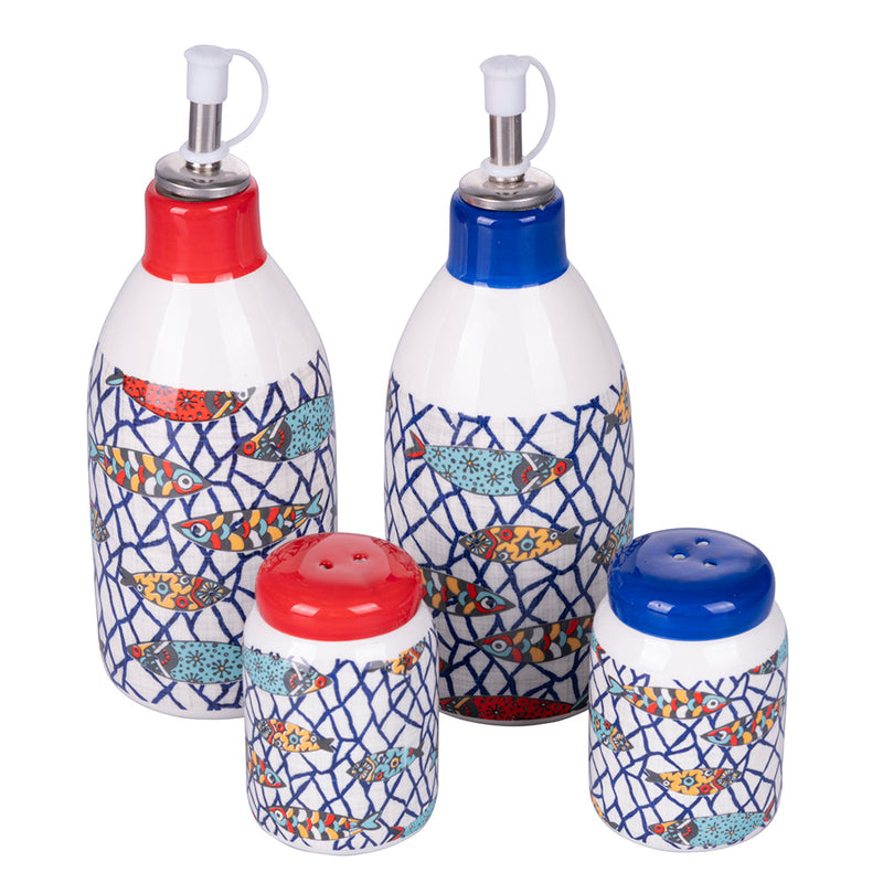 Menage Set Olio Aceto Sale e Pepe in Ceramica VdE Tivoli 1996 Los Cabos
