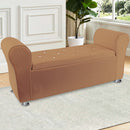 Panca Scendiletto Pouf Contenitore 120x39x55 cm in Tessuto Effetto Velluto Tortora