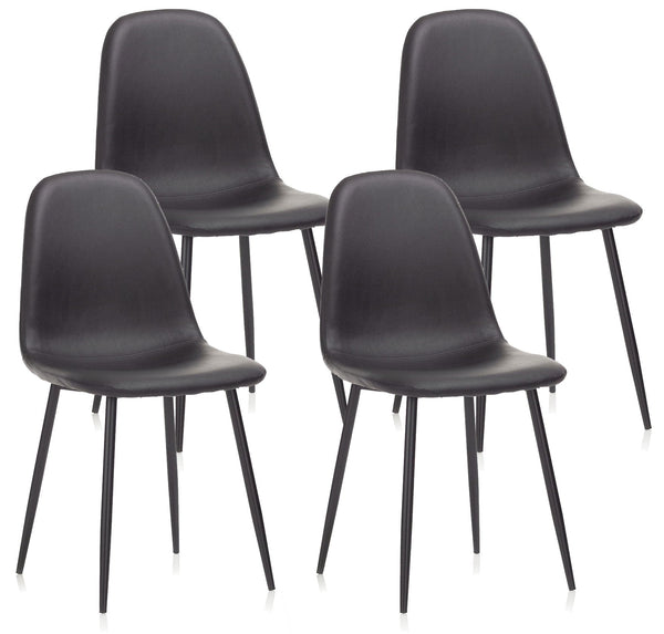 Set 4 Sedie 44x50x85 cm in Similpelle Nero acquista