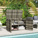Baule da Giardino 118x57x69 cm Capacità 350L Apertura Frontale e Superiore in Rattan PE Grigio 