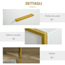 Set 2 Comodini Moderni con Cassetto e Ripiano Aperto 45x40x60 cm in MDF e Acciaio Bianco e Oro