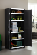 Armadio da Esterno 3 Ripiani 89x54x188H cm in Plastica Keter XL Garage Alto Nero