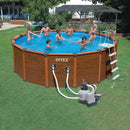 Piscina Fuori Terra Rotonda H135x569cm con Pompa Scaletta e Teli Intex Wood-Grain Frame