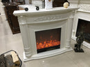 Camino Elettrico da Pavimento 102x120x33 cm Effetto Fiamma 1500W Kalipso Bianco