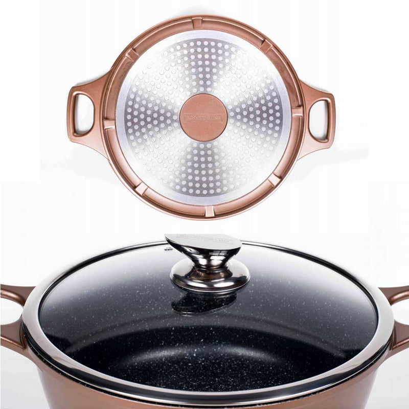 Batteria di Pentole 14 Pezzi in Pietra Antiaderente Induzione Rame