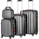 Set 4 Bagagli da Viaggio Trolley Rigido Easy Roll e Beauty Case in ABS Grigio