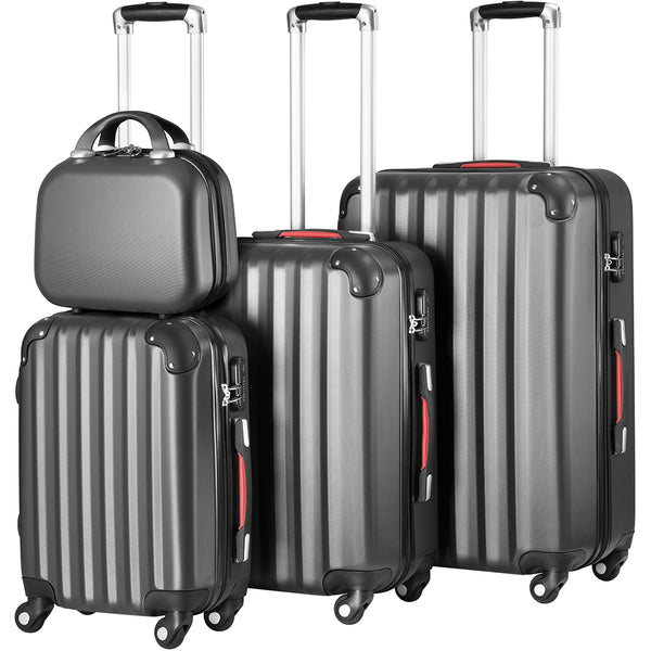 sconto Set 4 Bagagli da Viaggio Trolley Rigido Easy Roll e Beauty Case in ABS Grigio