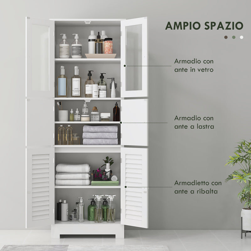 Mobile Colonna Bagno 60x30x170,5 cm con 3 Armadietti Bianco   