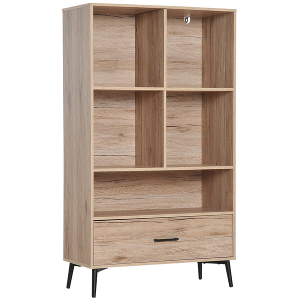 acquista Libreria in Stile Nordico in Legno Truciolato Rovere 68.5x30x120.5 cm