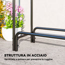 Portalegna 0,6 m³ 200x36x99 cm Regolabile con Telo Impermeabile in PE e Struttura in Metallo Nero e Verde Scuro      