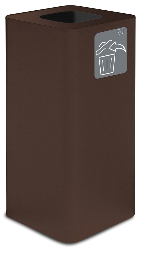 sconto Pattumiera Per Raccolta Rifiuti 38x38xh80 cm In Acciaio Verniciato con Pittogramma Magnetico Marrone