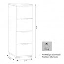 Cassettiera 4 Cassetti Naturale 27x38x85 h cm in Truciolare bilaminato Marrone chiaro