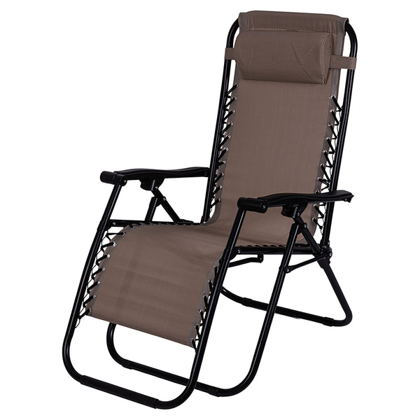Sedia Sdraio Reclinabile e Richiudibile Rio 65x90x108 cm con Poggiatesta in Poliestere con Struttura in Acciaio Sabbia sconto