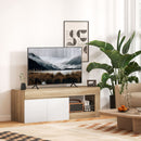 Mobile TV Max 60"" con Armadietto 2 Ante e Ripiano Aperto 140x40x48 cm Legno Naturale e Bianco 