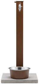 Fontana a Colonna Rubinetto Doppio in Ottone con Base e Vaschetta Abbeveratoio Belfer 42/REX-R Ruggine