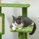Albero Tiragraffi per Gatti Multilivello 49x49x142 cm con Amaca in Peluche e Sisal Verde 