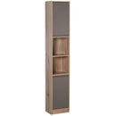 Mobile a Colonna per Bagno in Legno 30x24x170 cm  Grigio e Rovere