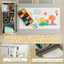 Set Tavolo e 2 Sedie per Bambini con Vani Contenitore 102,5x58x64 cm in Legno e Tessuto non Tessuto Grigio e Bianco  
