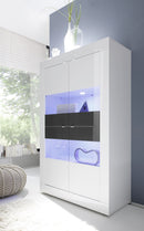 Mobile Alto da Salotto 4 Porte 102x43x162cm TFT  Basic Bianco Lucido e Antracite Lucido e