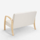 Divano 2 Posti 112x70x80 cm in Legno e Tessuto Bianco