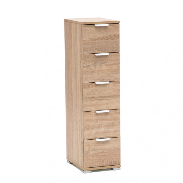 Cassettiera 5 Cassetti Naturale 45x38x85 h cm in Truciolare bilaminato Marrone chiaro prezzo