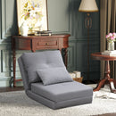 Poltrona Letto 3 in 1 Convertibile in Chaise Longue e Divano da Terra con 2 Cuscini in Tessuto Effetto Lino Grigio Chiaro      