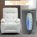 Poltrona Relax Massaggiante 93x76x98 cm con Telecomando Bianca