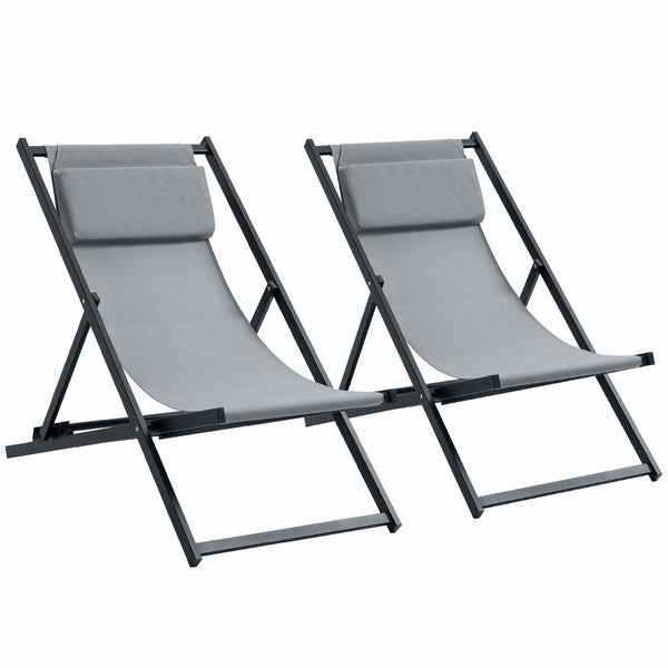 prezzo Set 2 Sedie Sdraio 96,5x58x91,5 cm in Alluminio Grigio