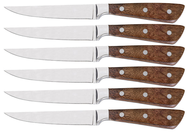 online Set 6 Coltelli da Tavola Lama Liscia in Legno e Acciaio Inox Walker