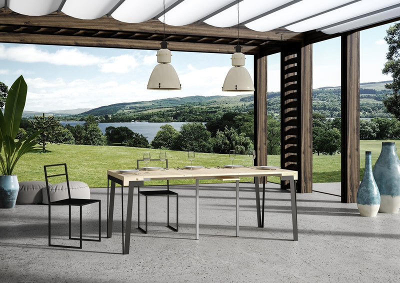 Consolle Allungabile da Esterno in Legno e Ferro H77x40x90/300cm Dalia Abete Classica