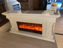 Camino Elettrico da Pavimento 70x150x33 cm Effetto Fiamma 1500W Frankfurt small Bianco