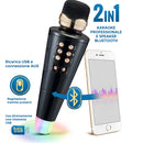 Microfono Karaoke Wireless Speaker Musica Bluetooth con USB per Feste Nero