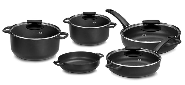 Batteria di Pentole 9 Pezzi in Alluminio Pressofuso Antiaderente Olympia Supreme prezzo