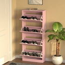 Scarpiera 4 Ante 63x24x150cm Ripiani Doppia Profondità Porta Scarpe in MDF Rosa      