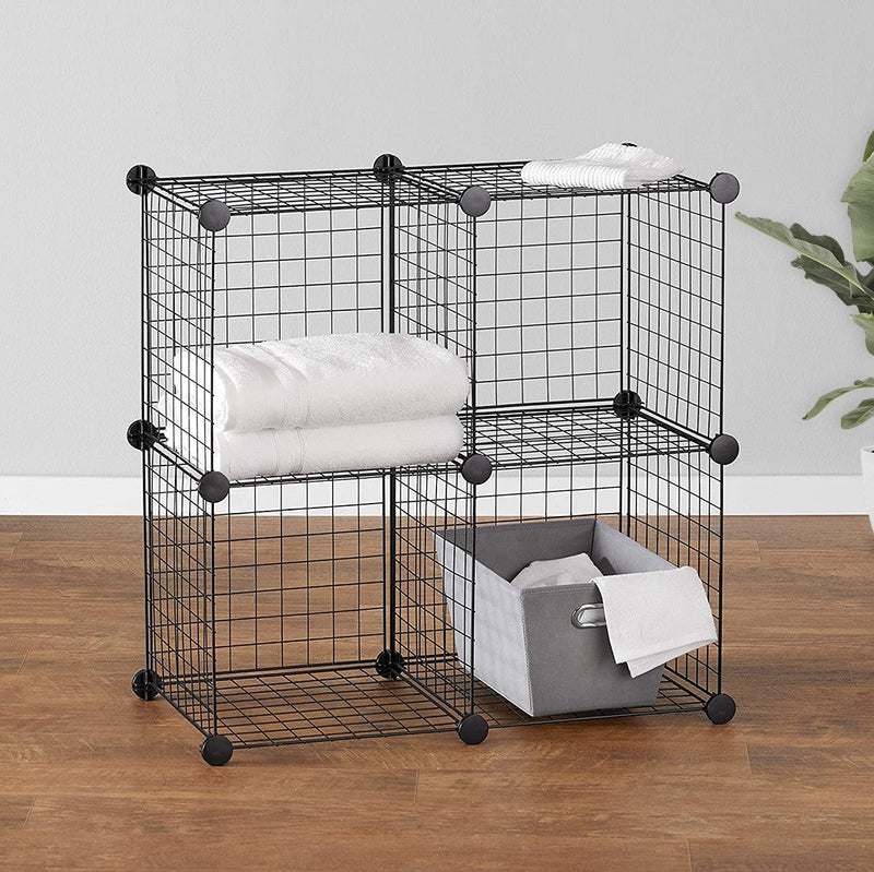 Libreria Modulare in Rete Metallica 24 Pezzi Componibili a Cubo